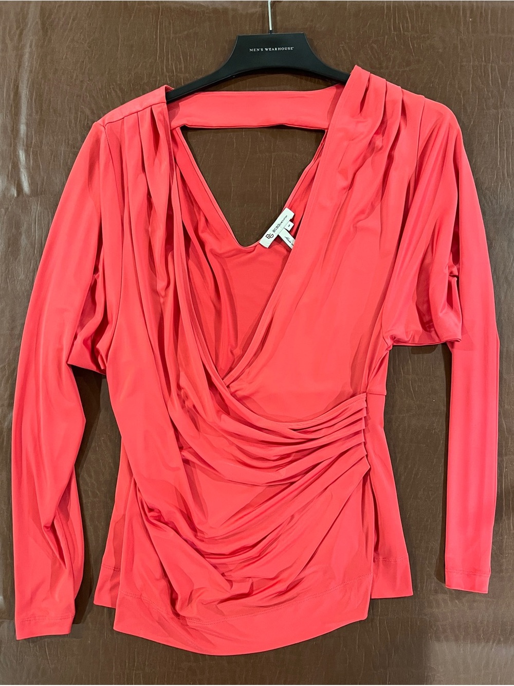 BCBGeneration Long-Sleeve Draped Wrap Top - Medium